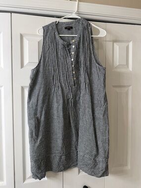 Quince Black & White Gingham Mini Dress